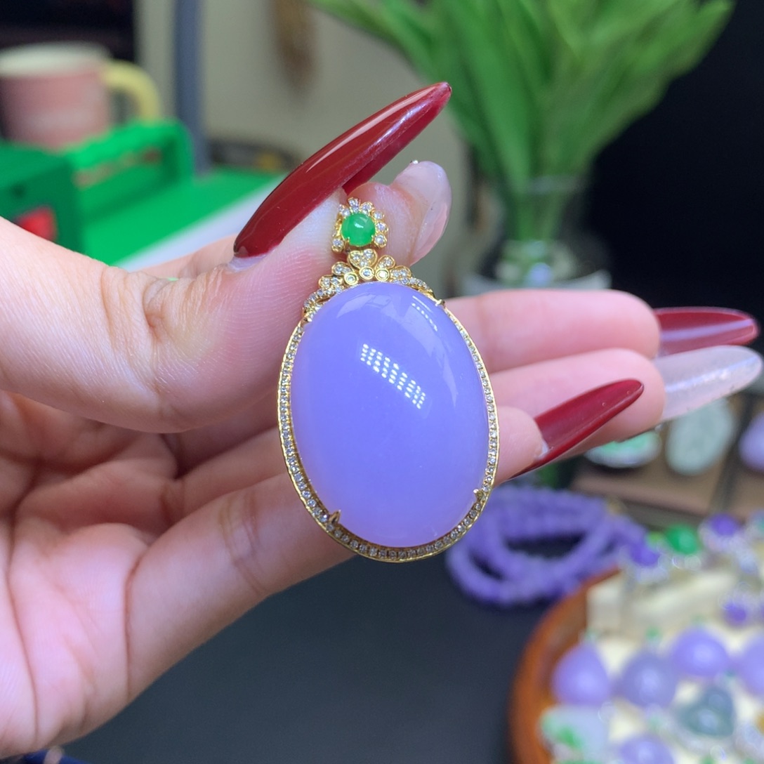 翡翠颈饰18K金镶嵌天然