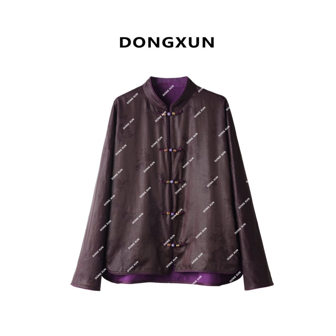 【绝绝紫】满分桑蚕丝香云纱紫檀色老料新中式外套DX25AW007