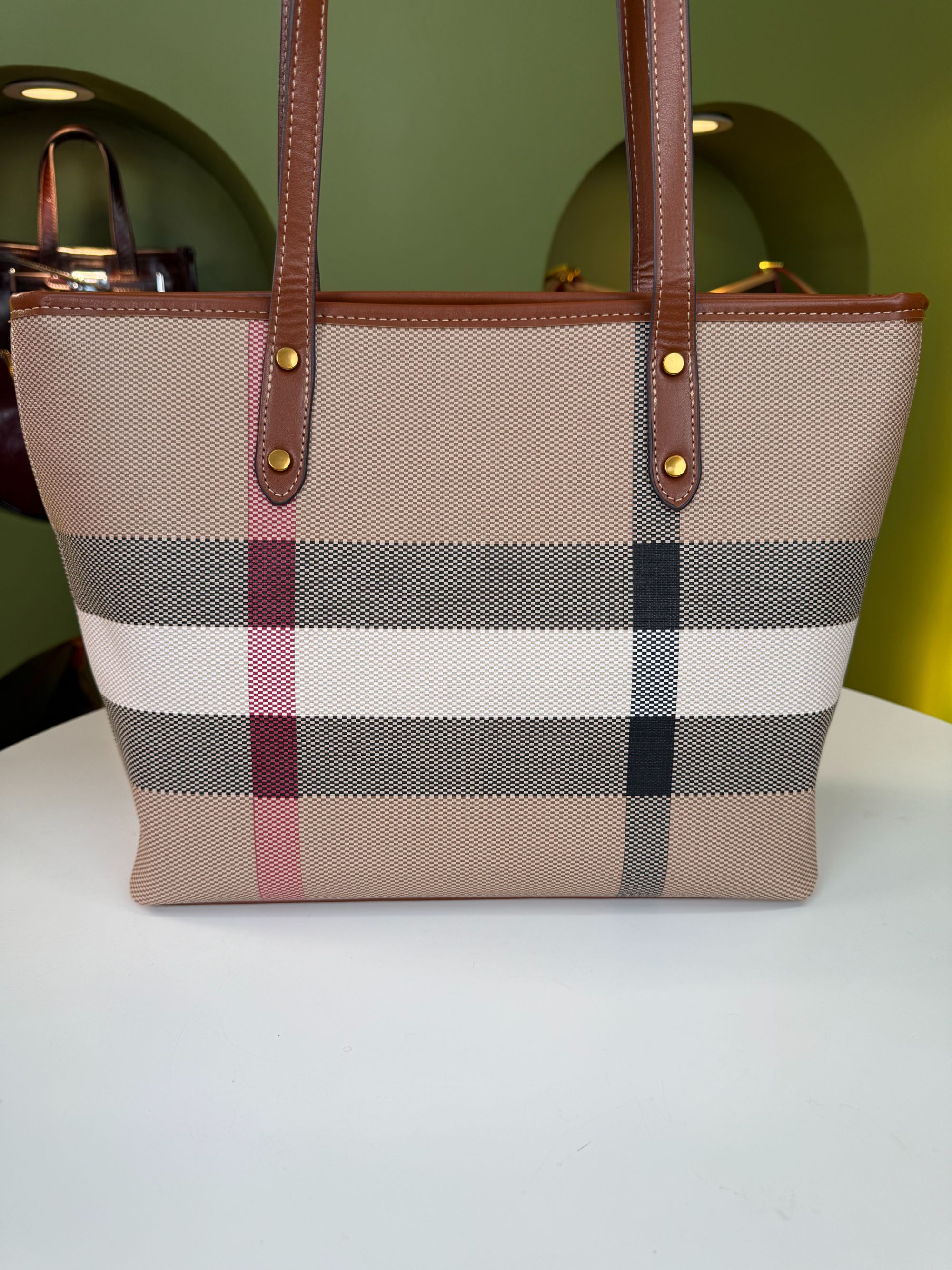 品牌托特包大容量女2025新款条纹格子女包春夏单肩包英伦风腋下包