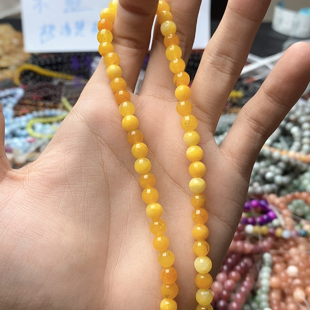 玛瑙/玉髓未镶嵌珠宝半成品一条天然6mm黄玉髓A94