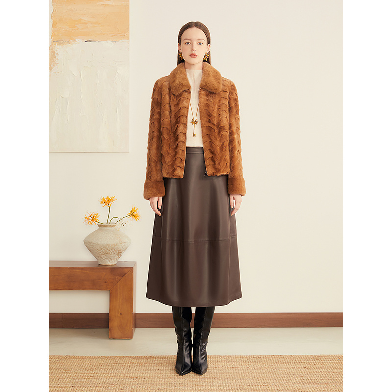 YINER音儿专选2025秋季新款母貂毛皮拼貂短皮草外套8C65309136
