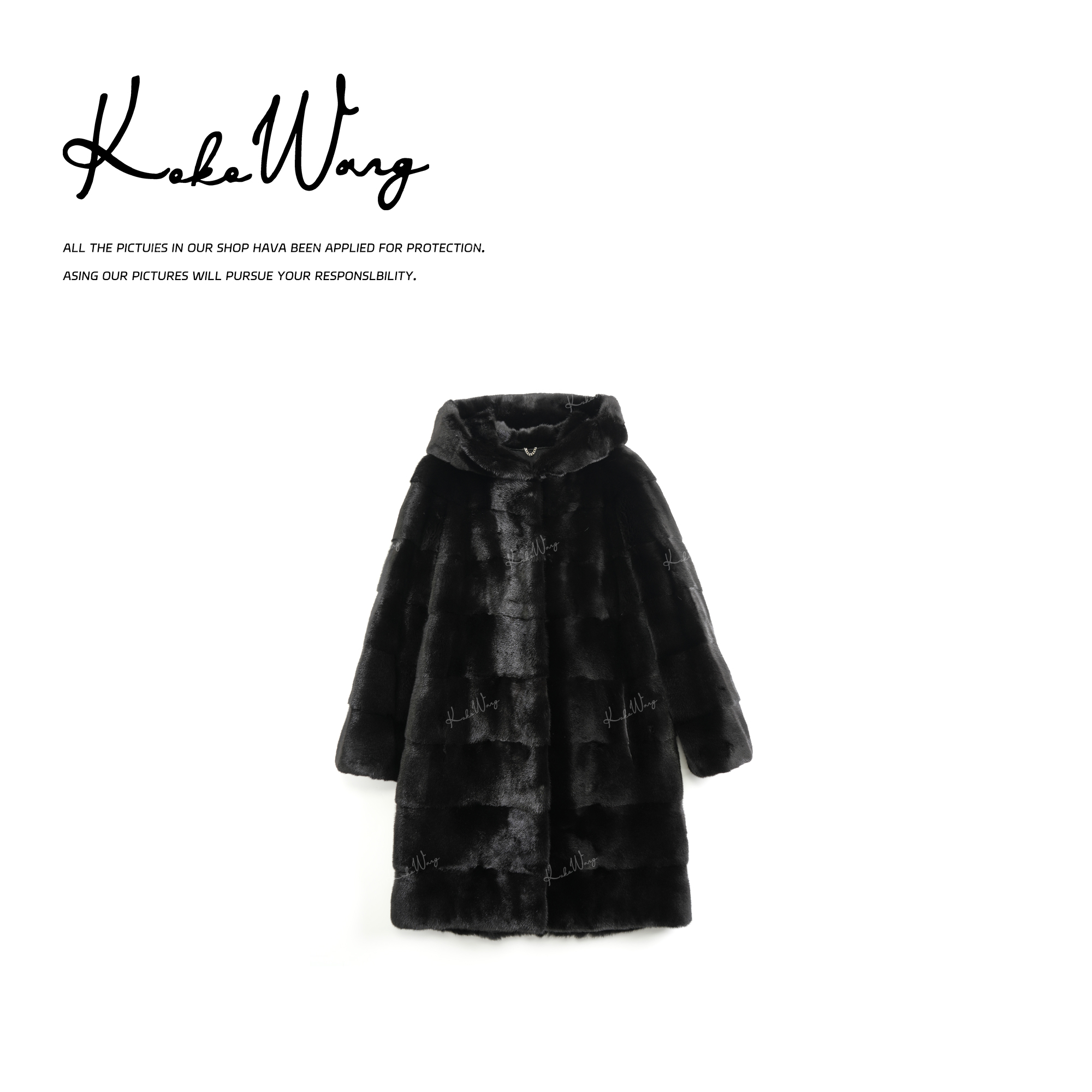 KOKOWANG进口宝嘉美水貂轻奢高级连帽中长款外套304754I19W45