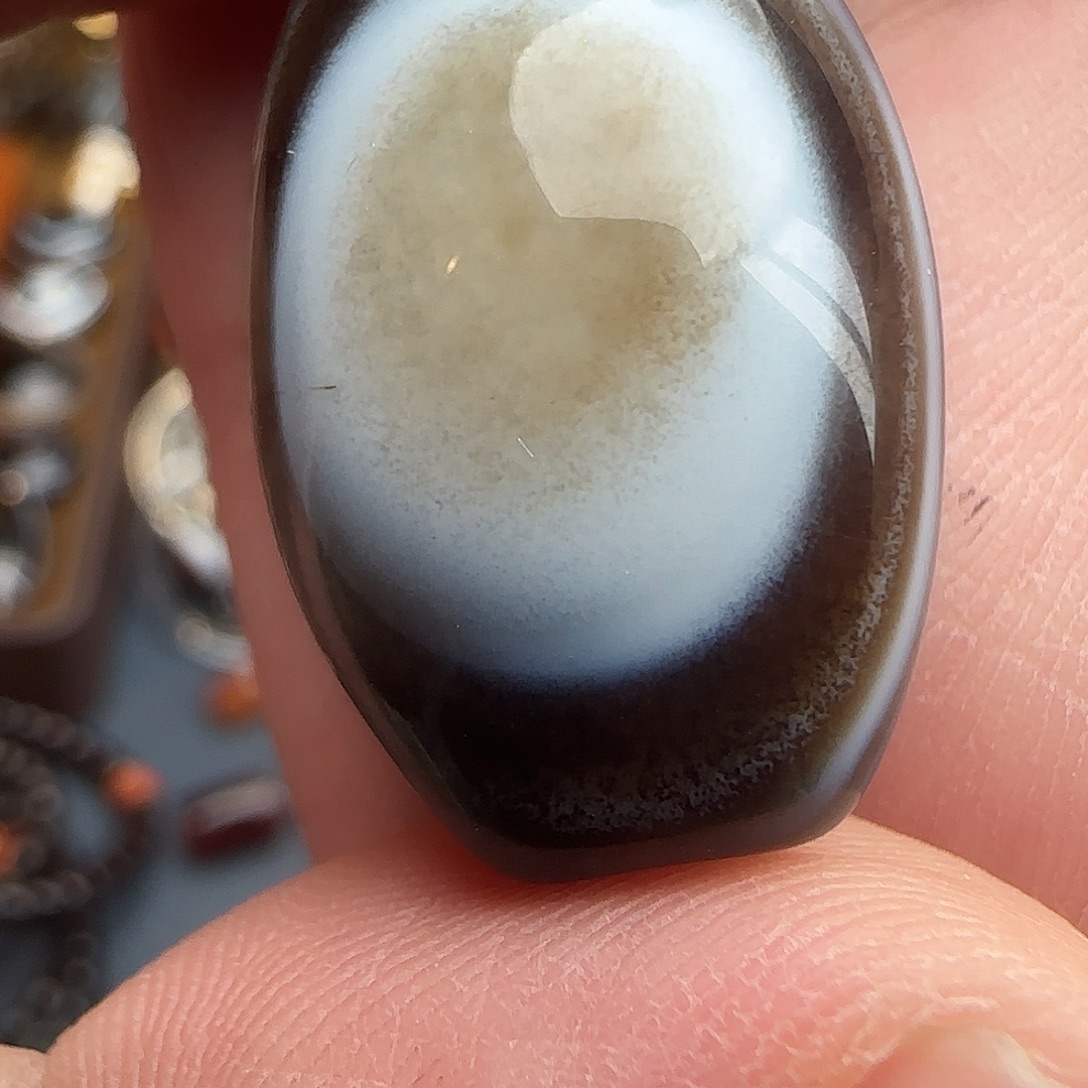 合金颈饰玛瑙/玉髓双面眼 造型好看对孔27