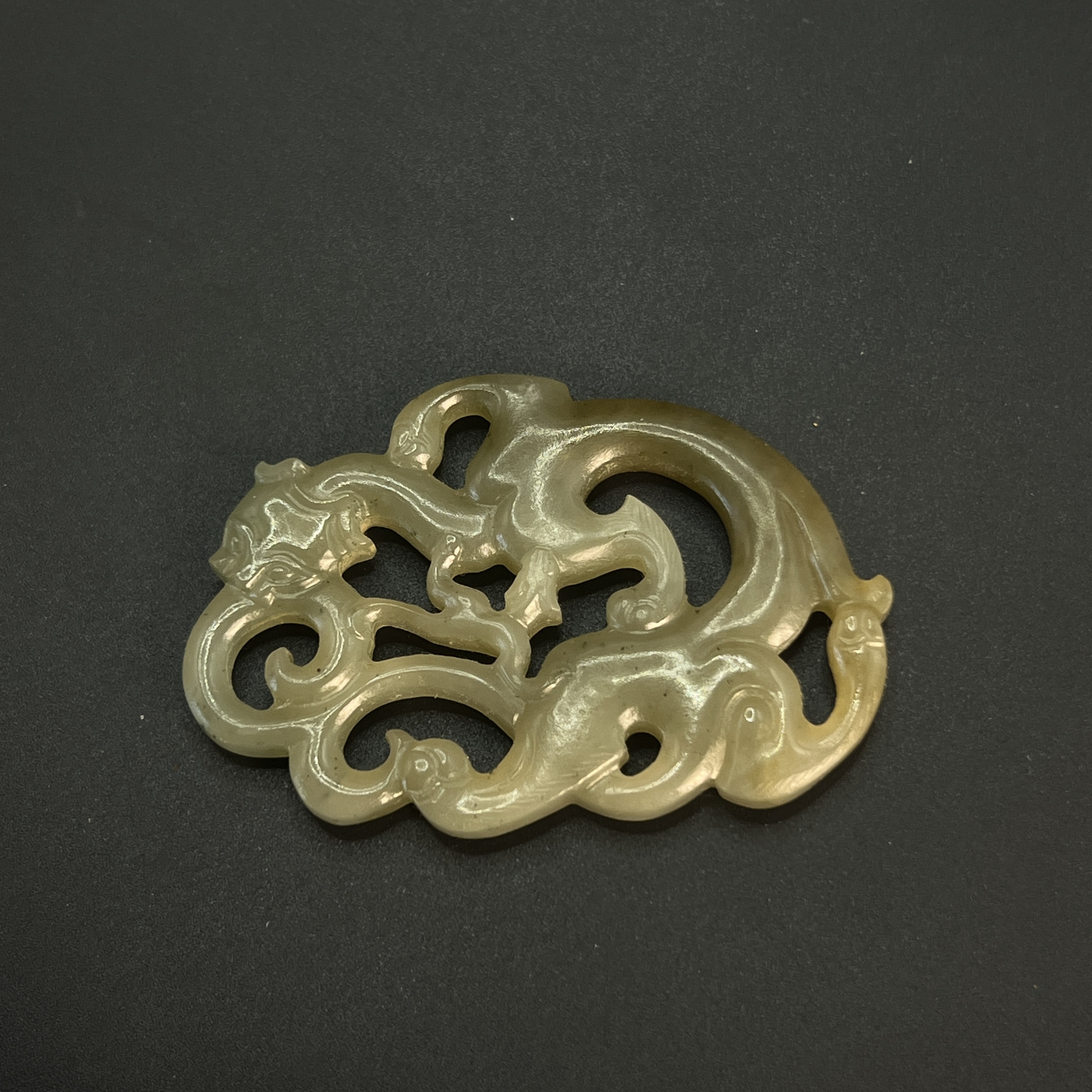 "清晚期和田玉螭龙佩/ DL010178/ 古玩/收藏/德州文物"