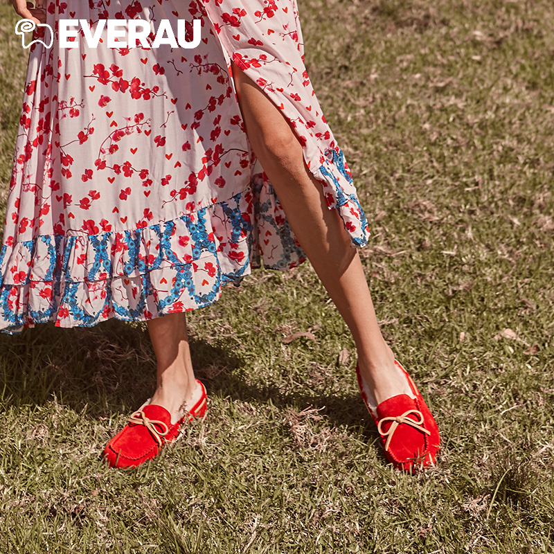 EVERAU澳联冬季豆豆鞋棉鞋低帮一脚蹬乐福鞋加厚加绒女鞋EA1005