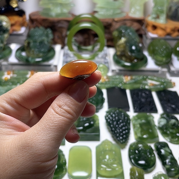 蛇纹石玉戒指银S925镶嵌