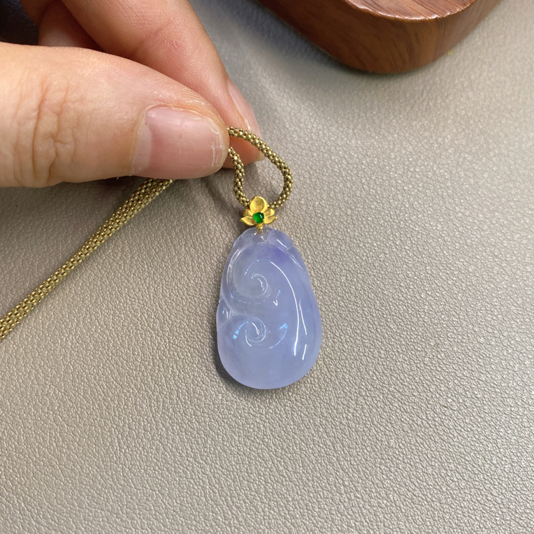 天然A货缅甸翡翠，冰紫罗兰，18k镶嵌