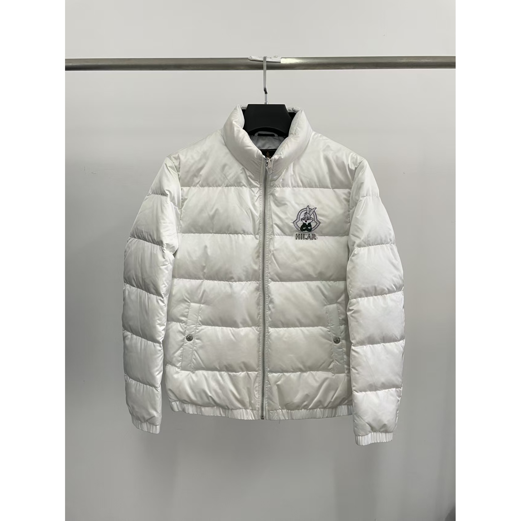 yr534男士轻奢欧货重工烫钻白色厚外套夹克鸭绒羽绒服