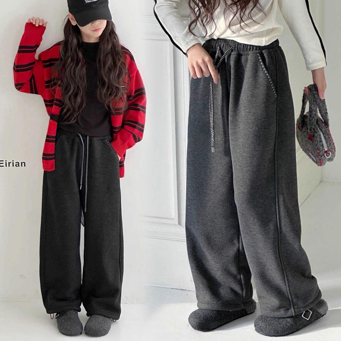 2025冬季新款糯米绒奥利绒加厚韩版百搭阔腿裤女童K25503