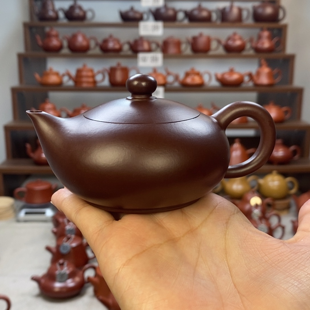 实***手茶壶紫砂紫泥凤雏130ccc 