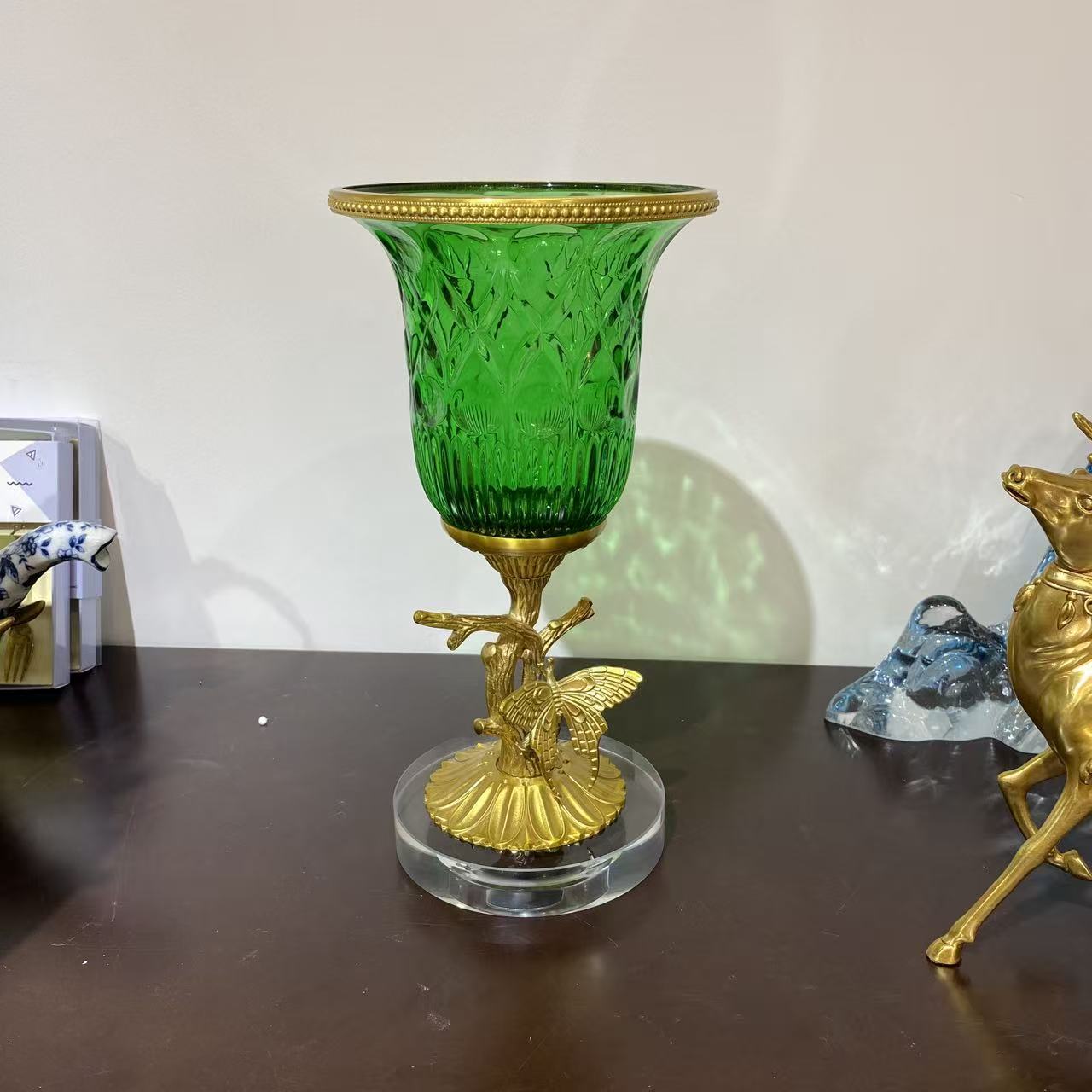 绿色蝴蝶花瓶摆件客厅装饰品摆设花器摆件