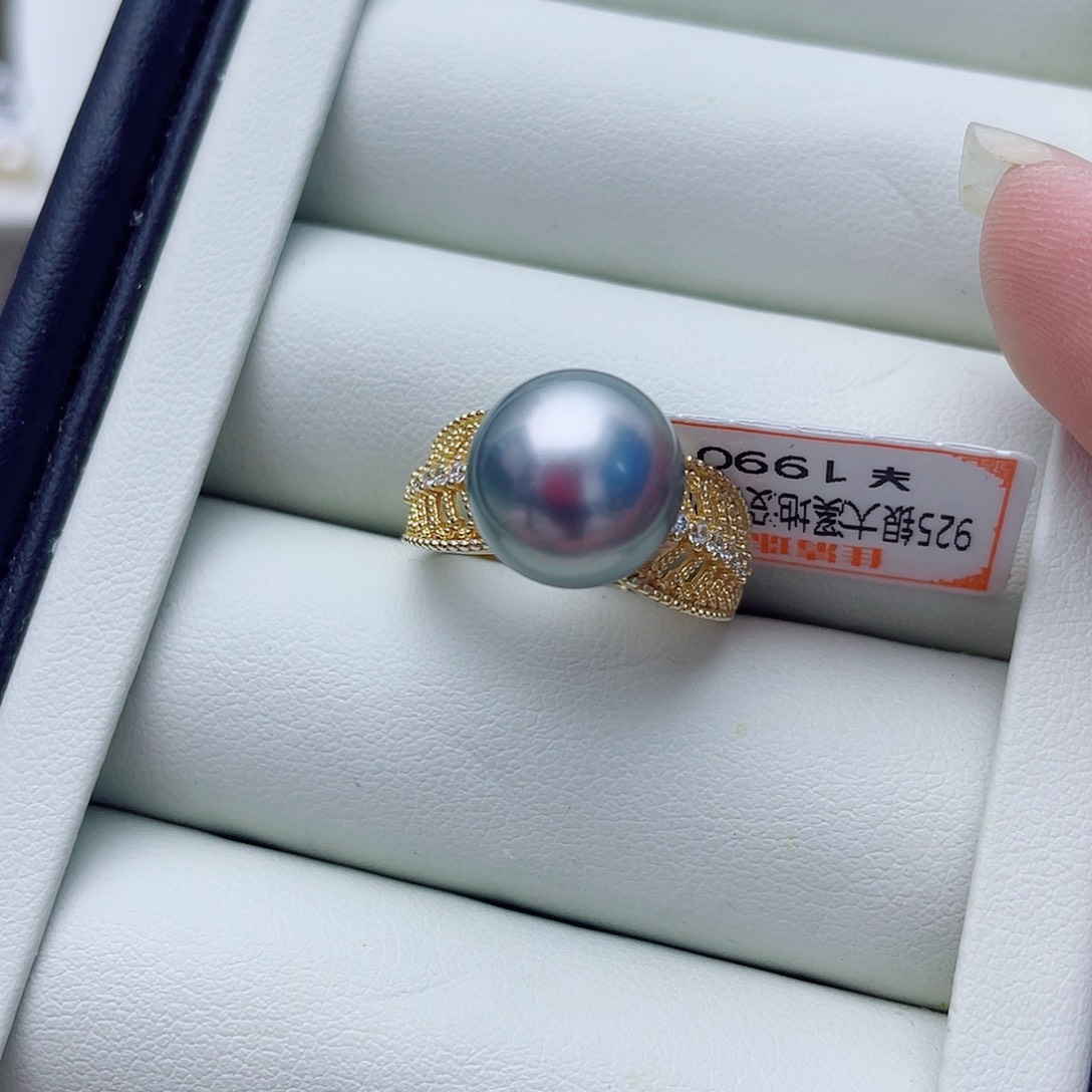银S925镶嵌海水珍珠戒指w83