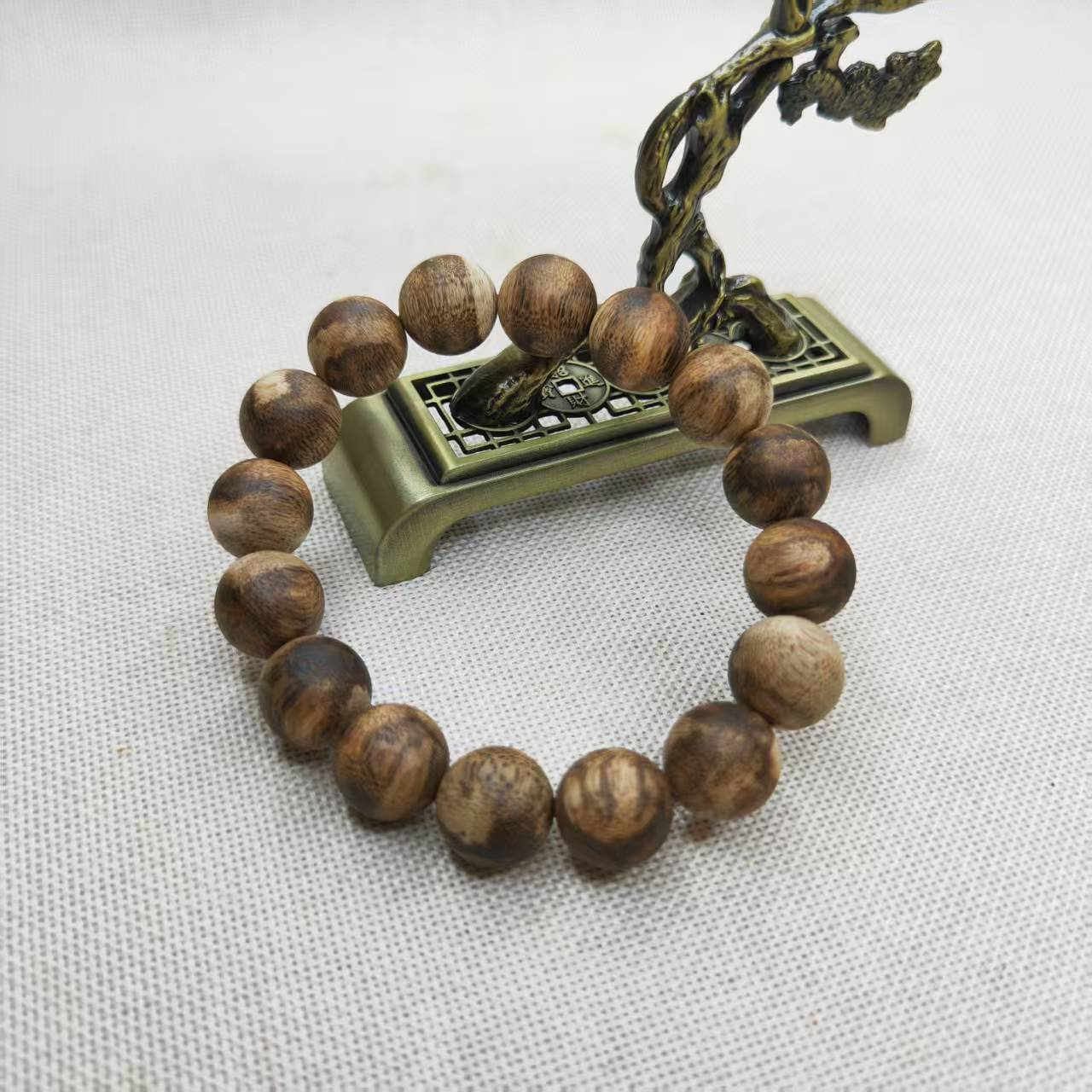 沉香【大胡子】柬埔寨菩萨沉香单圈虎斑纹极品手串 14mm左右