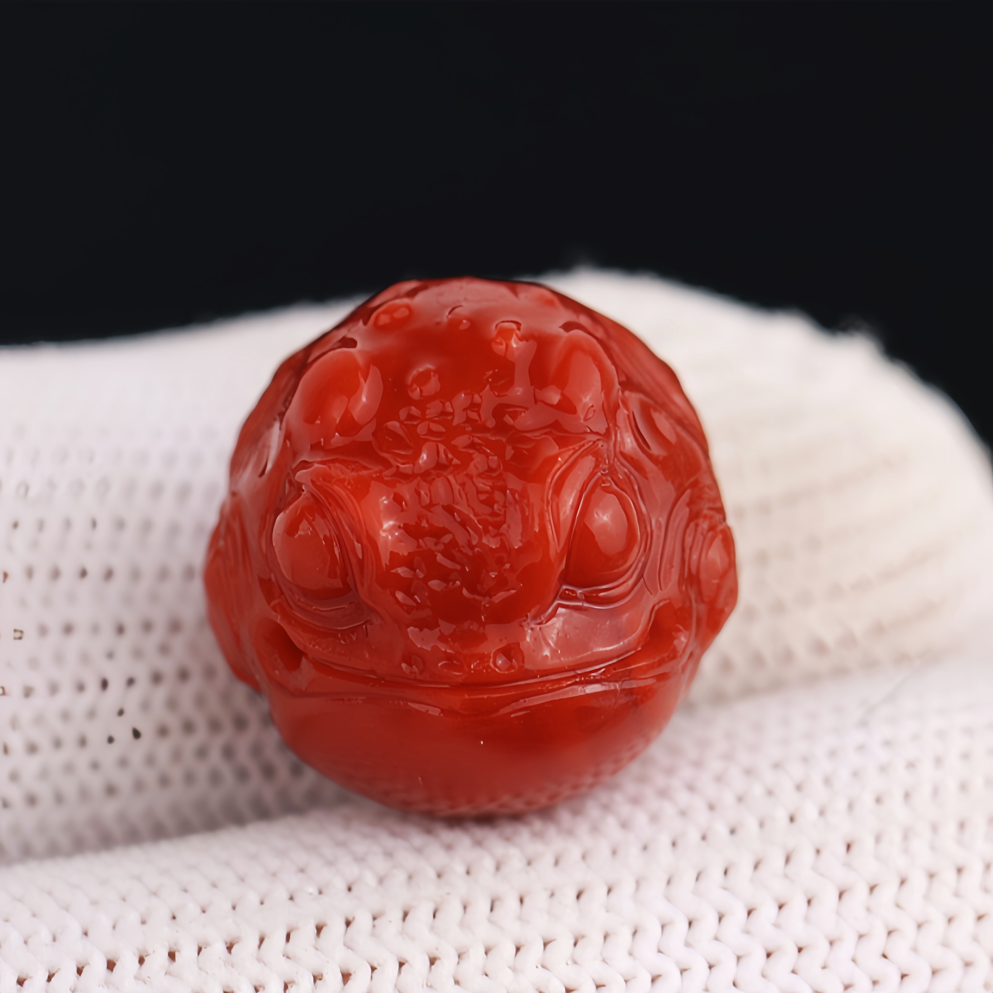 天然南红玫红配饰左右通孔金蟾配珠配饰配件顶珠手链多宝配饰