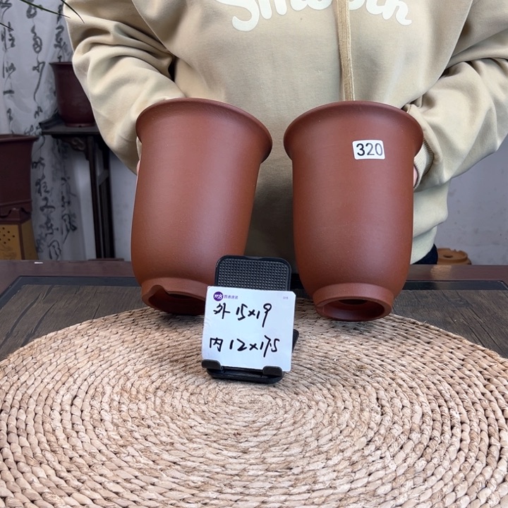 紫砂花盆特价清水金钟两只320