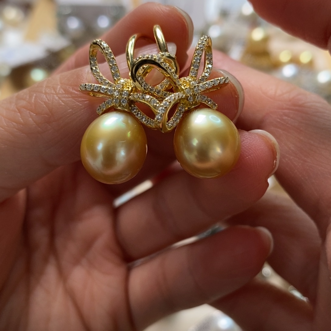 海水珍珠耳饰银S925镶嵌