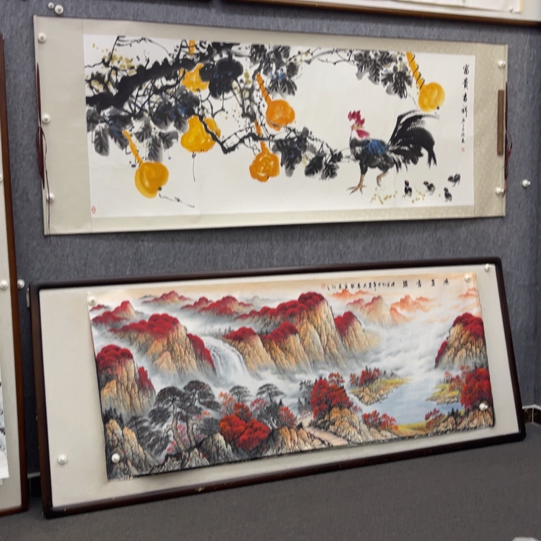 国画富贵吉祥福禄鸡六尺成品卷轴