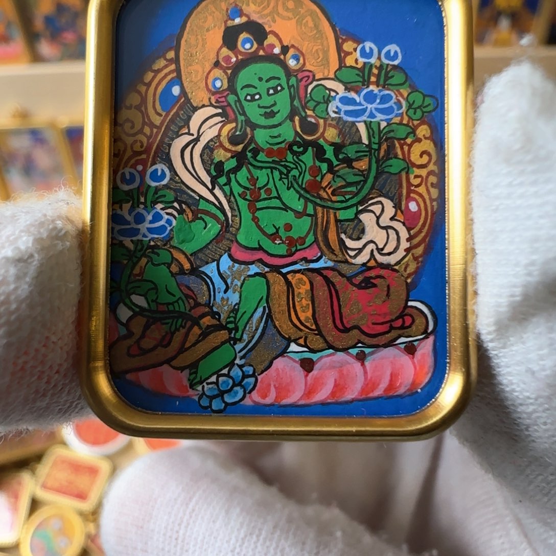 吊坠车***彤绿度母 纯手绘2*3尺寸