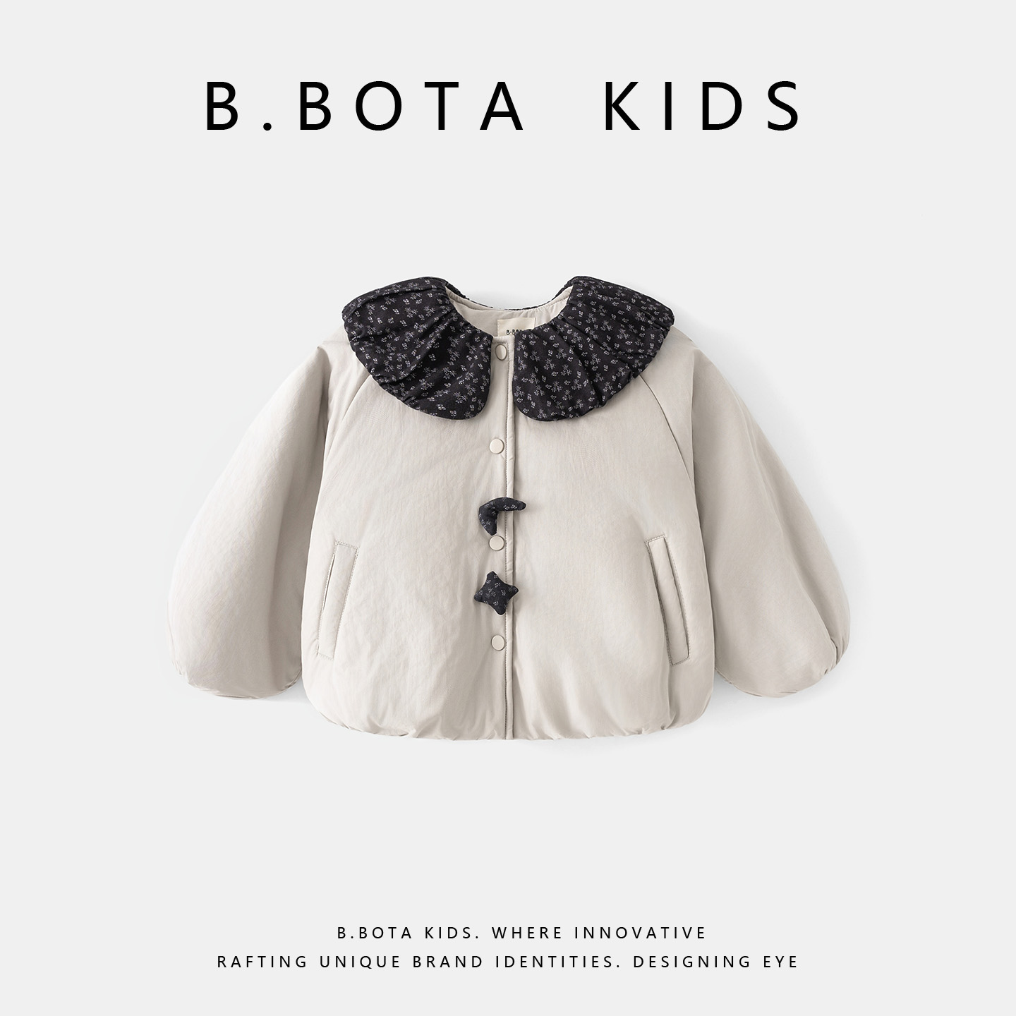 〖姐姐家〗2025冬款儿童星星月亮碎花拼色加厚外套-26035