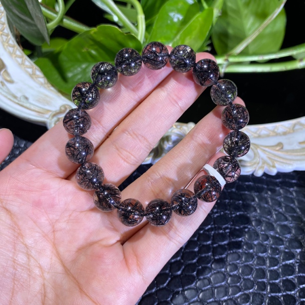 高品黑发晶单圈10.4mm左右水晶手串
