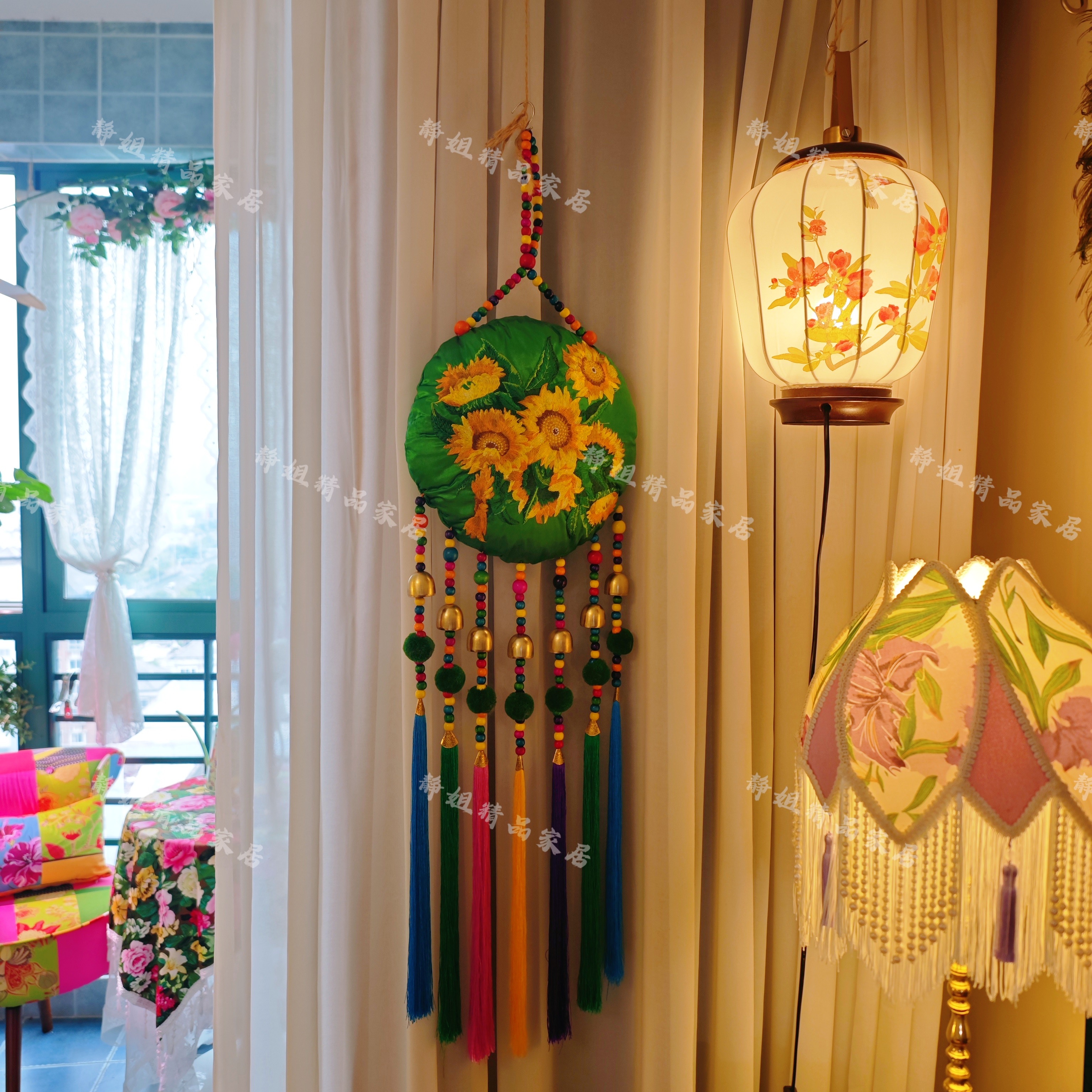 特色民族向日葵大荷包花墙面背景墙装饰挂饰家居客厅室内挂件摆件