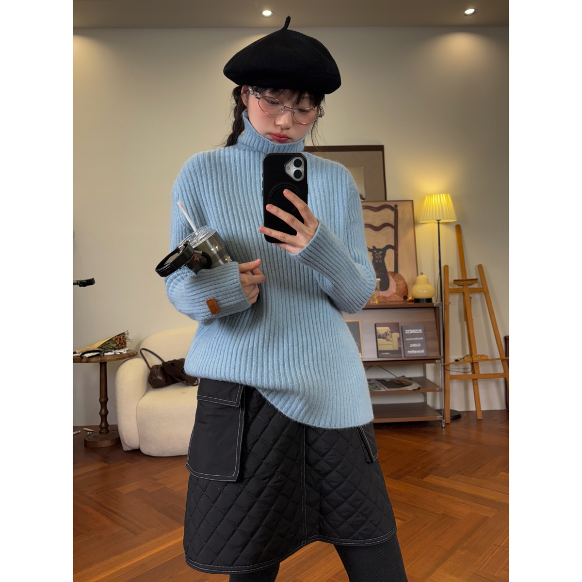 韩系软糯高领内搭打底衫女2025秋冬新款宽松百搭显瘦叠穿针织衫潮