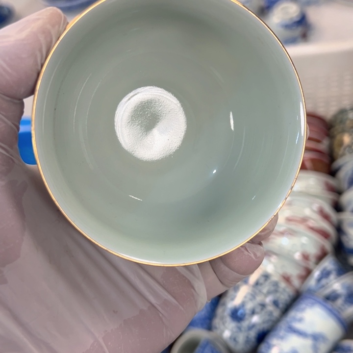 瓷片粉彩梦马鸡心杯主人杯全品