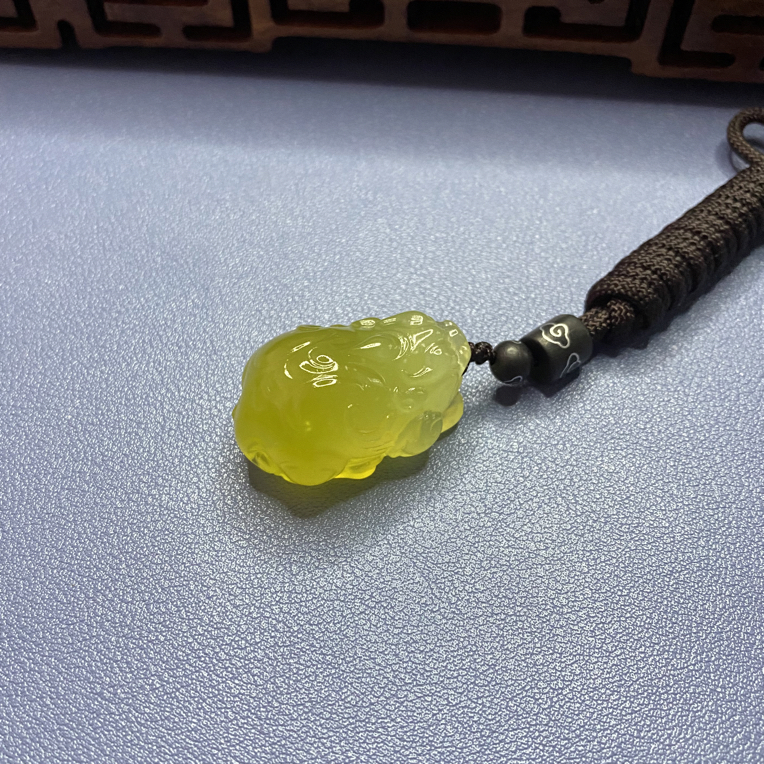 天然岫玉黄金玉貔貅挂坠