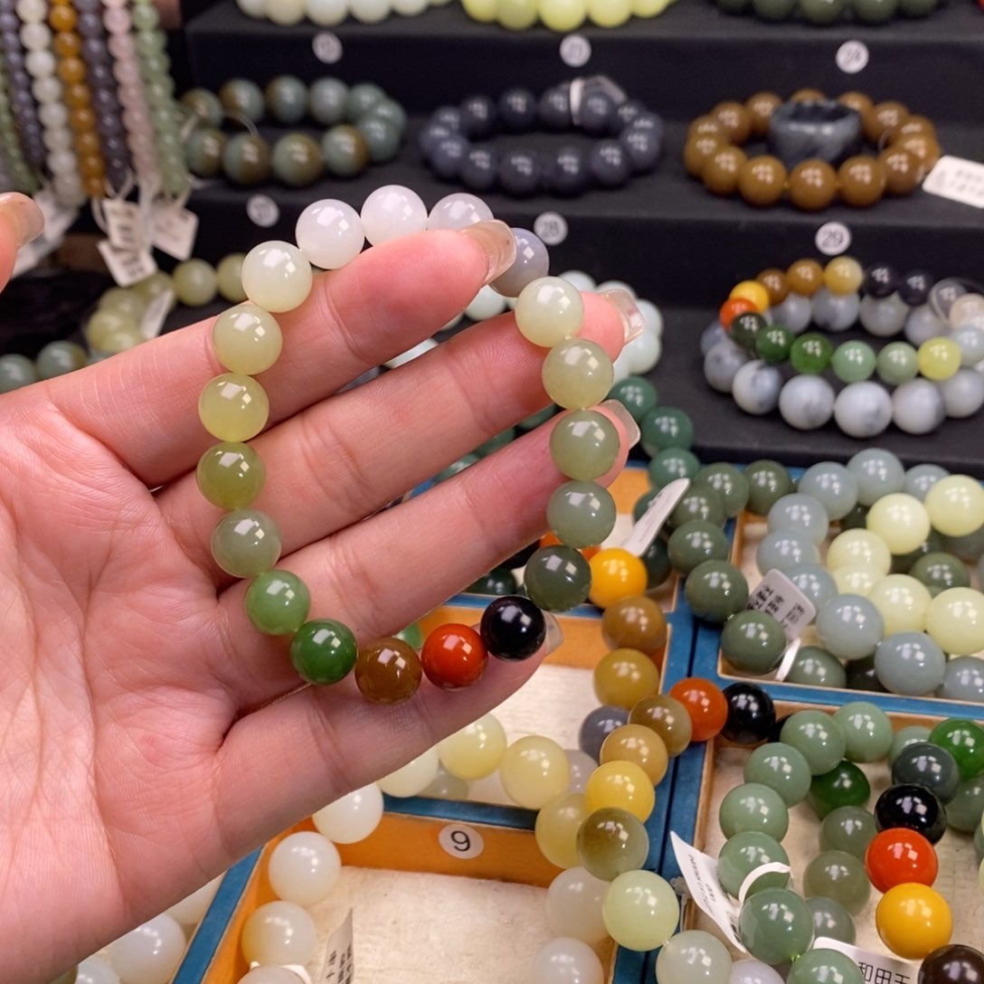 和田玉手链 10MM未镶嵌多宝