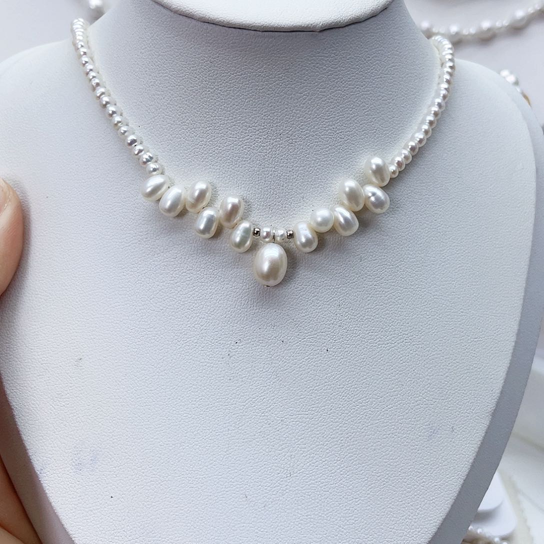 颈饰银S925镶嵌淡水珍珠