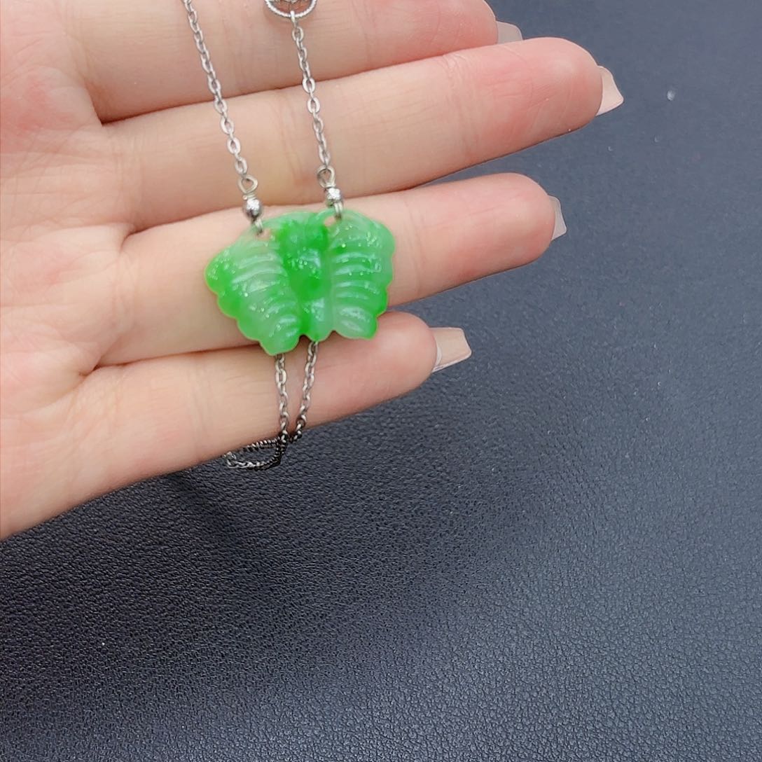 翡翠颈饰14K金镶嵌如*蝴蝶吊坠