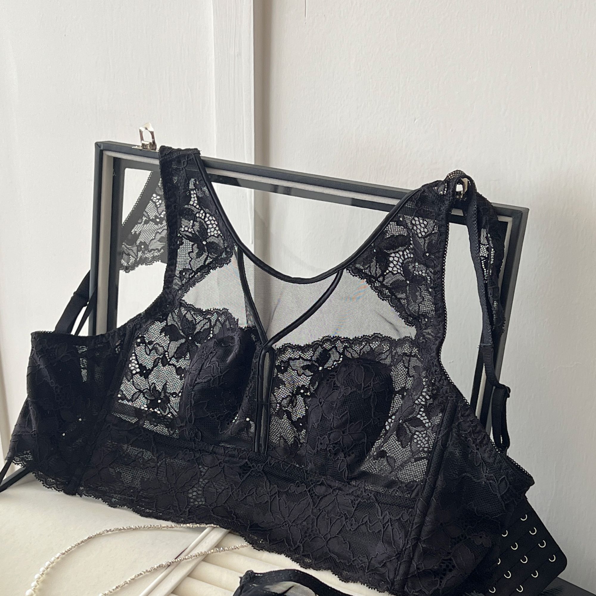 【34-46DEF】全罩杯大胸显小内衣文胸蕾丝大码舒适美背性感女士聚拢