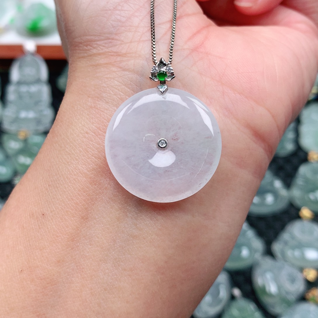 翡翠吊坠(不含链)18K金镶嵌