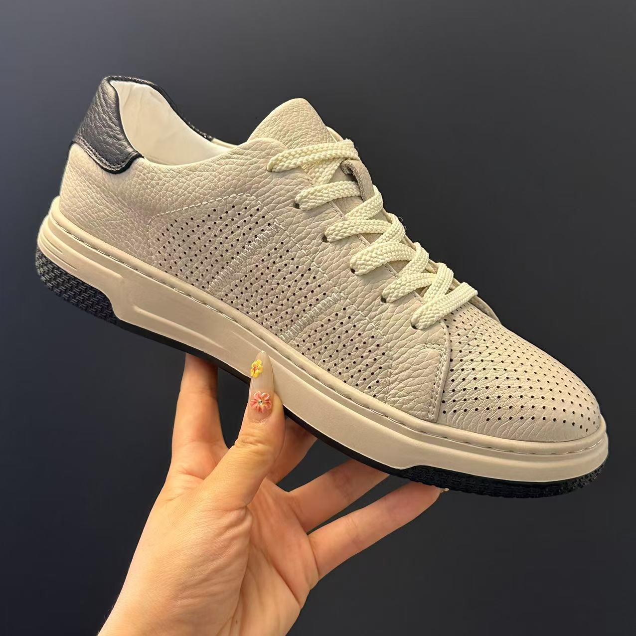 板鞋百搭鞋子休闲风秋季纯色机能潮鞋休闲板鞋透气真皮