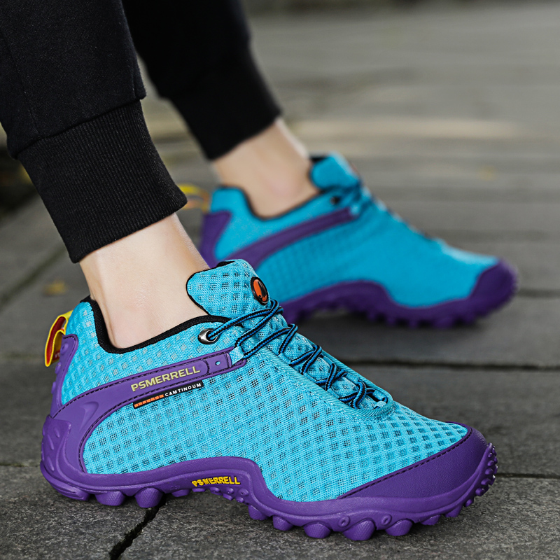 麦乐登山鞋低帮网面透气轻便防滑耐磨徒步鞋情侣款男女户外旅游鞋