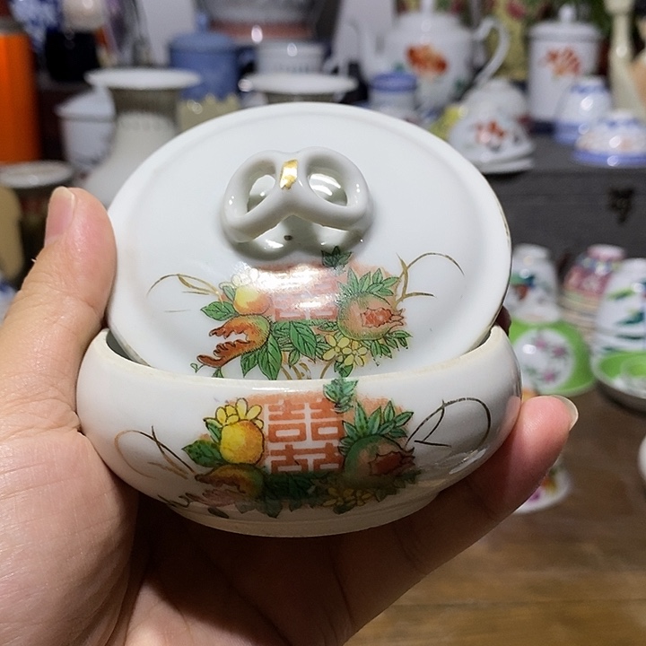 瓷片贴画原章粉盒