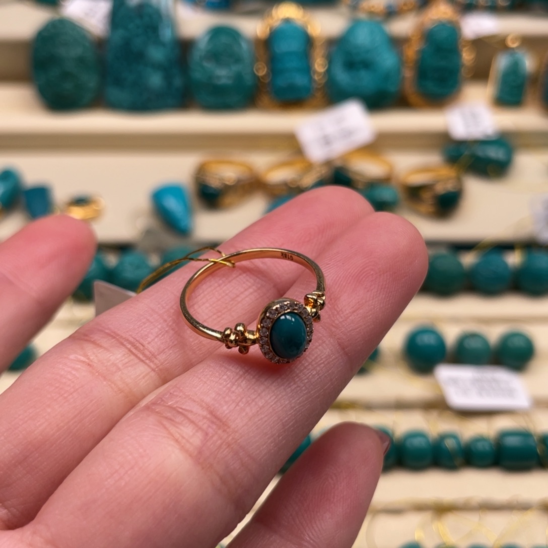 绿松石珠宝奇石18K金镶嵌自**翔