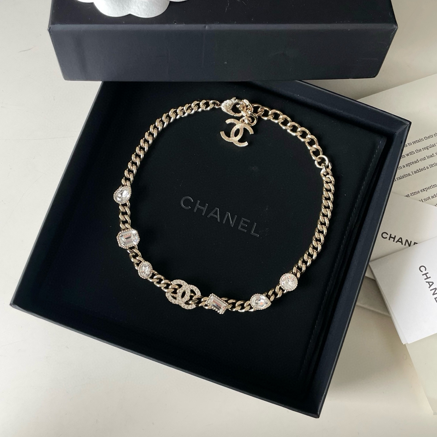 99新 Chanel/香奈儿 双c水钻项链中溯吊牌BJM2-7476