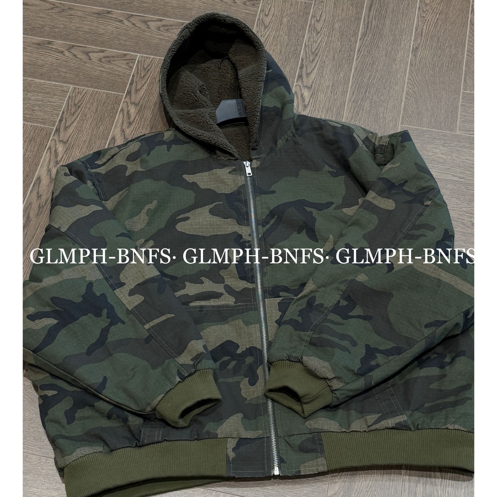 GLMPH-BNFS【怀旧迷彩】小众设计款连帽袖子迷彩宽松百搭外套-1165