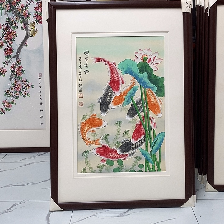 国画手绘作品带框发货