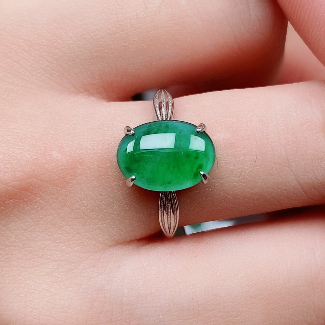 翡翠戒指银S925镶嵌戒指
