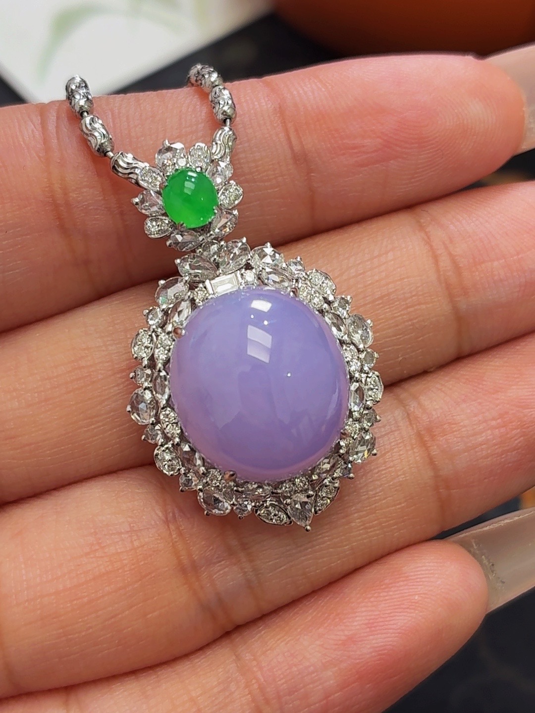  【上品｜蛋面】天然A货缅甸翡翠18k金镶嵌（不含链）