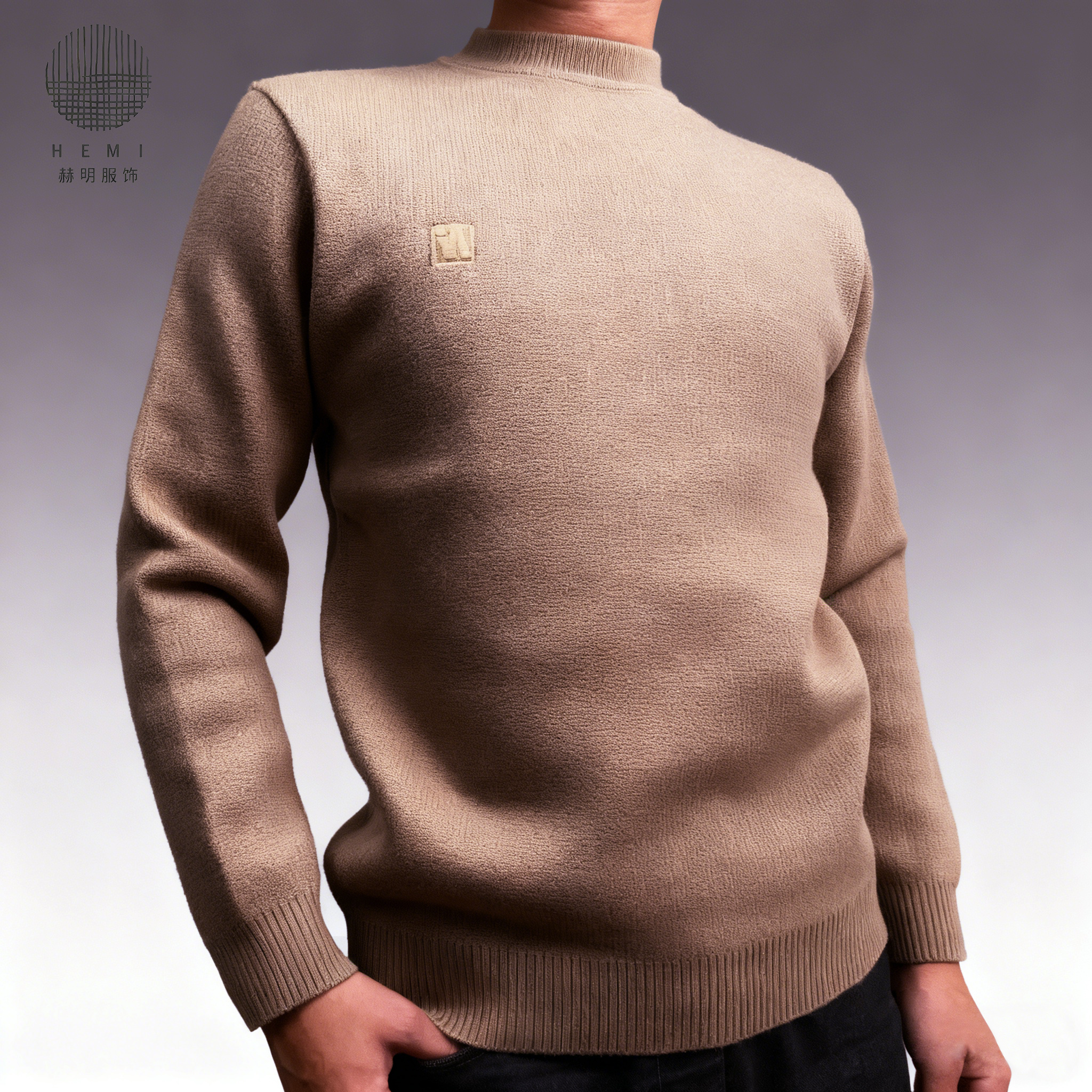 厚款针织毛衣男款半高领加绒款打底毛衣加厚百搭23230