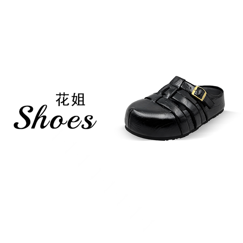 【飞拉达】包头厚底百搭镂空罗马风包头拖时尚复古舒适-HB386