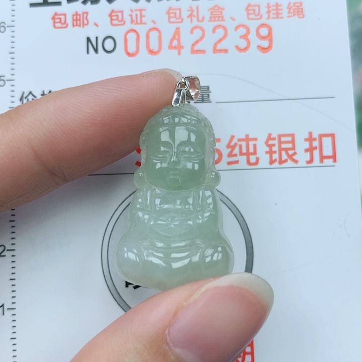 翡翠颈饰银S925镶嵌天然翡翠a货