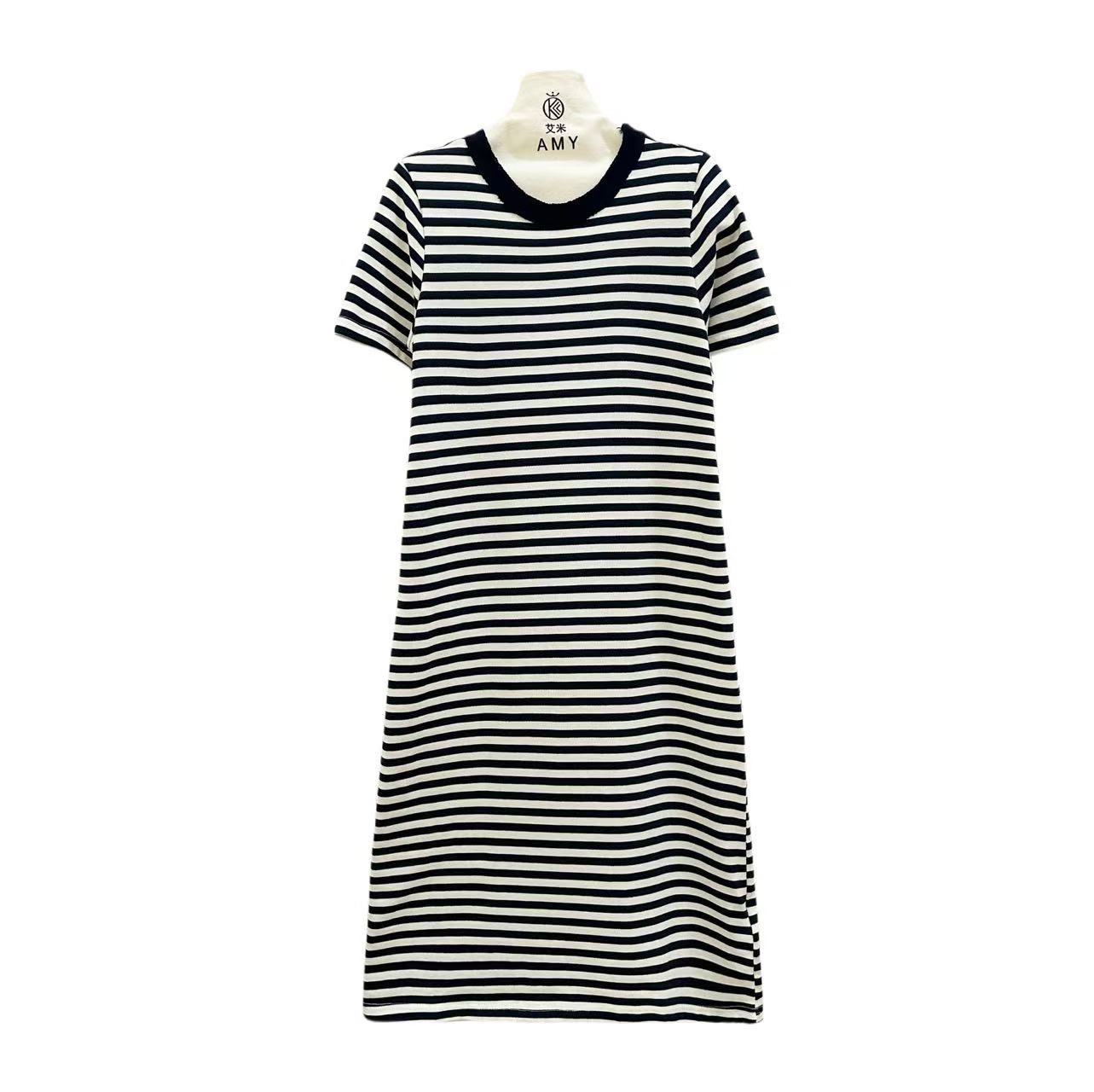 9050【来自艾米精品店】条纹时尚百搭休闲连衣裙