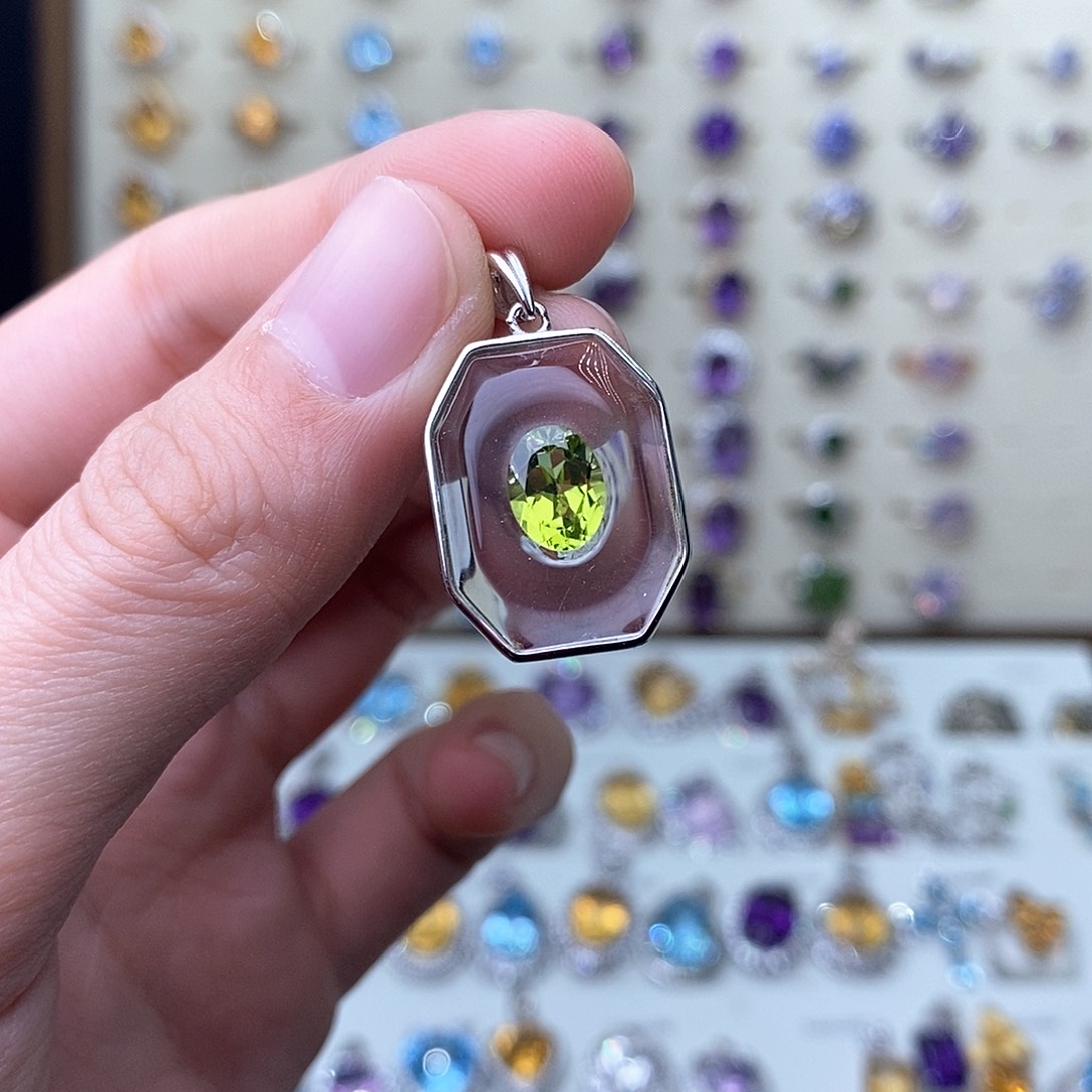 水晶吊坠(不含链)银S925镶嵌（需要证书备注）