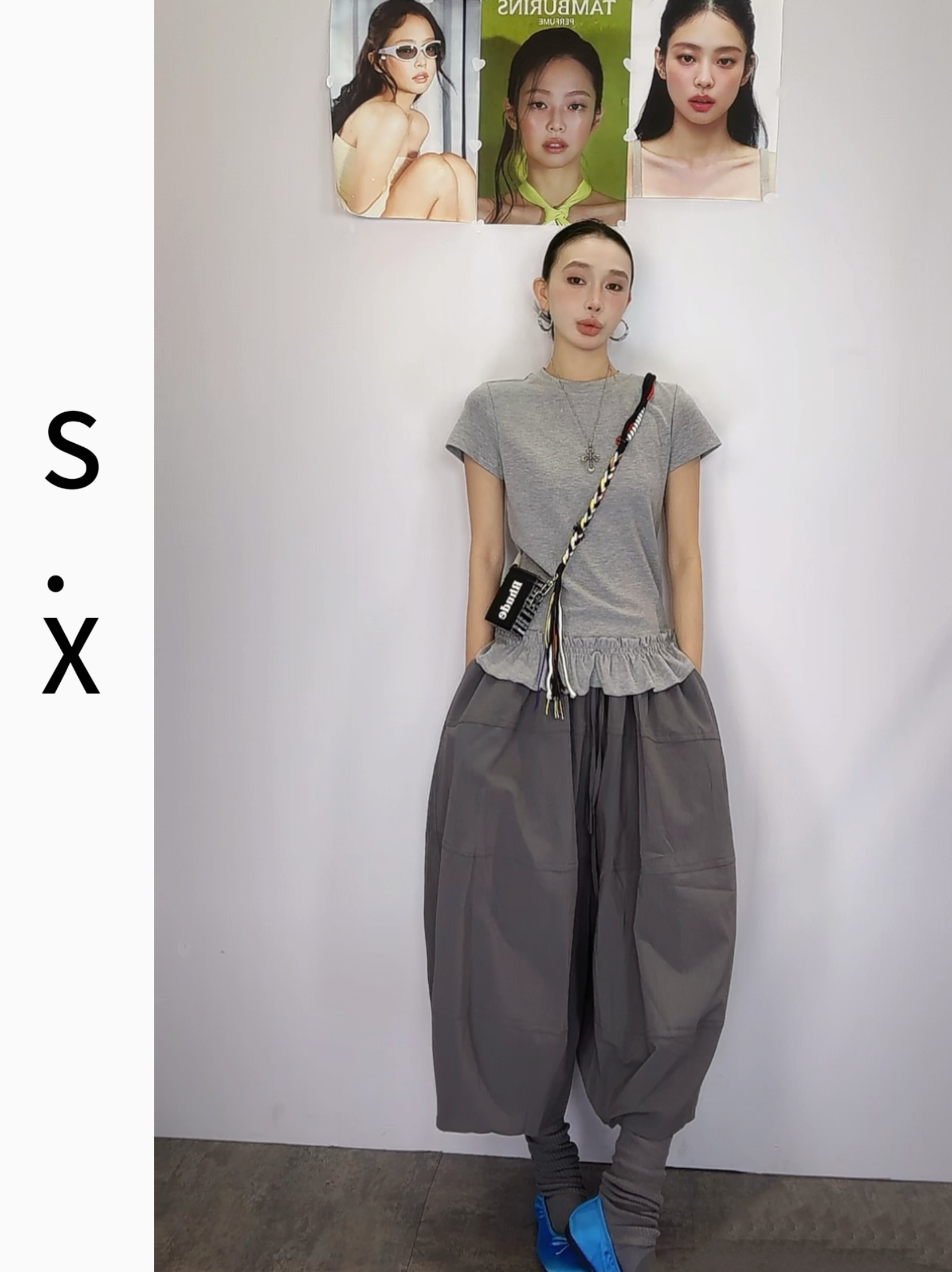 S.X 2025夏新款木耳花边短袖T恤