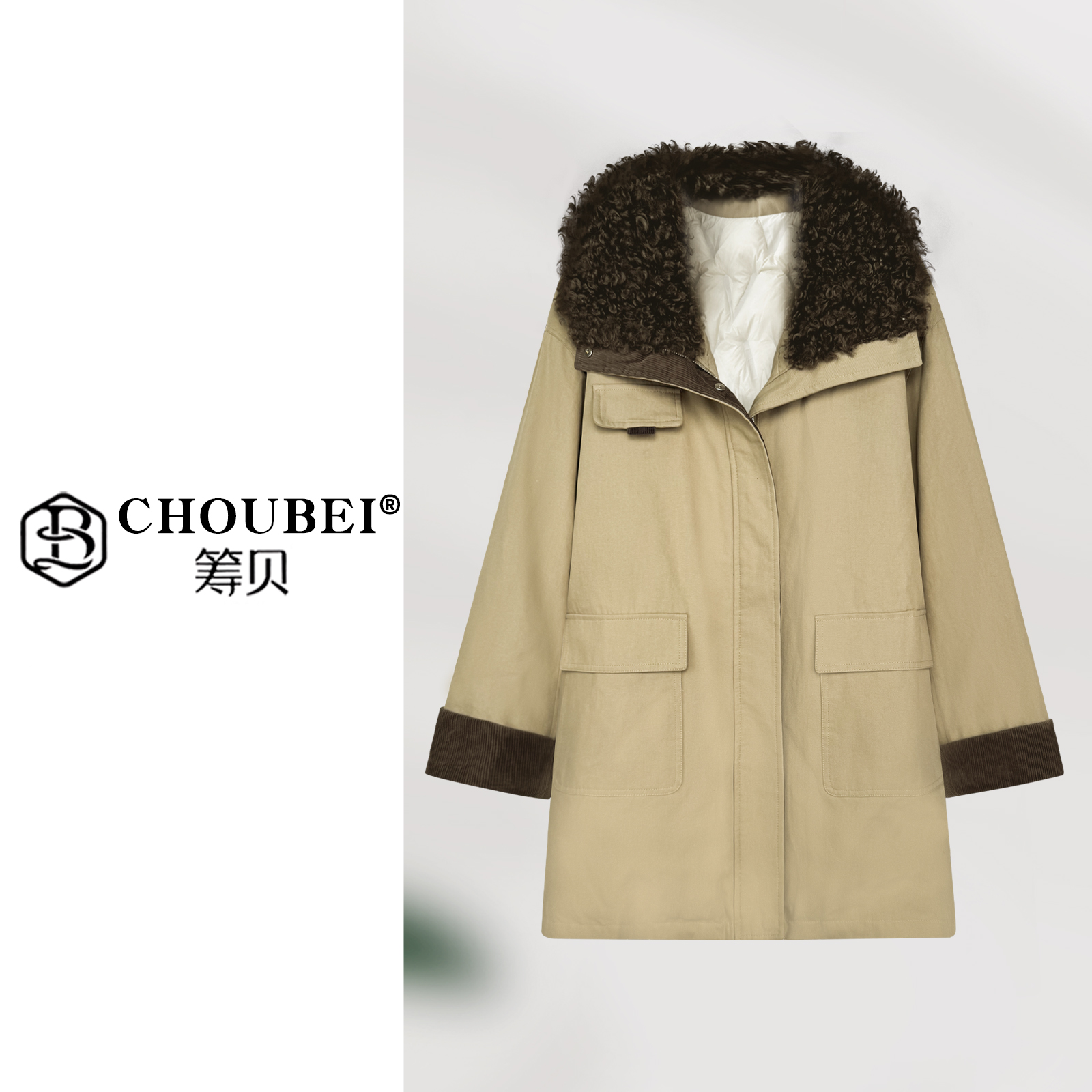 筹贝-【巴恩风中长款羽绒服】新国标90白鸭绒！大牌风保暖羽绒服M37