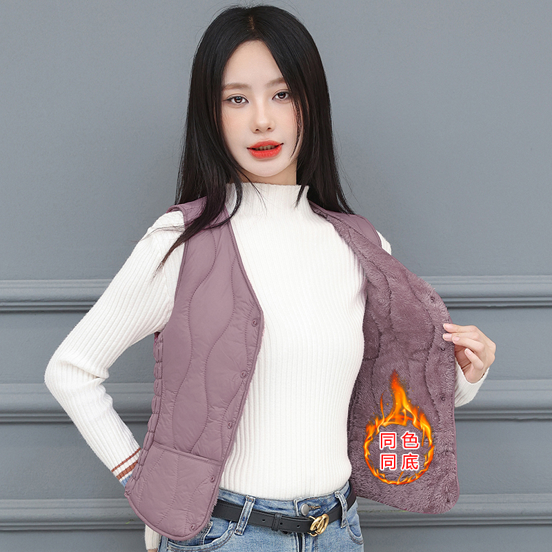 女士2025秋冬新款保暖加绒棉马甲中老年马夹加厚贴身内穿棉服背心
